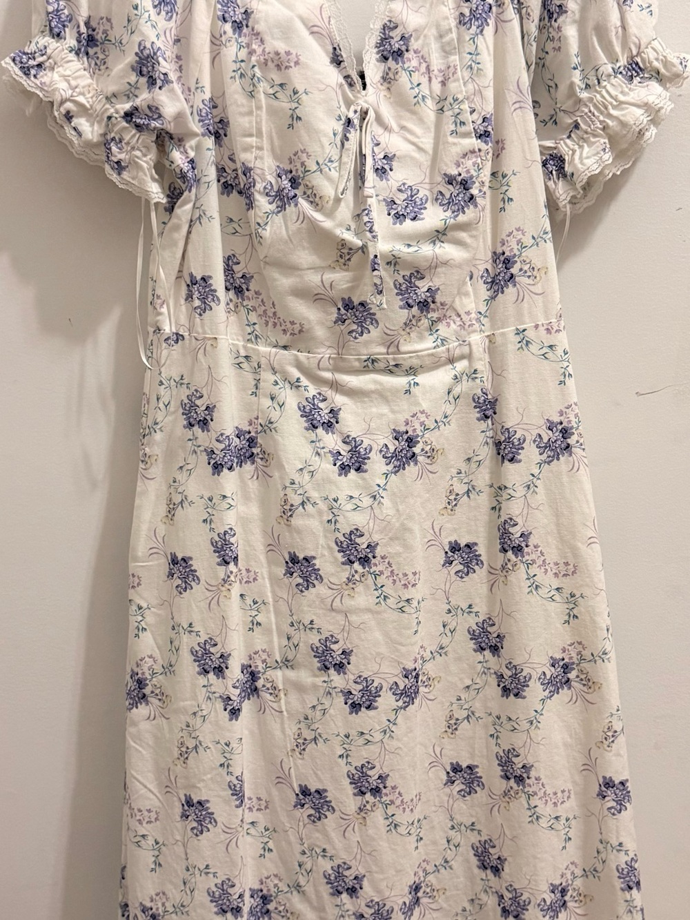 Womens Floral Cream and Lavender Dress